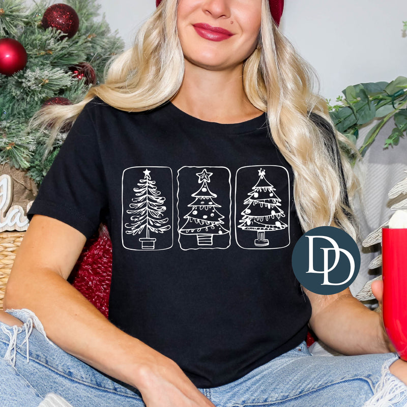 Christmas Tree Trio (White Ink) - NOT RESTOCKING - *Screen Print Transfer*