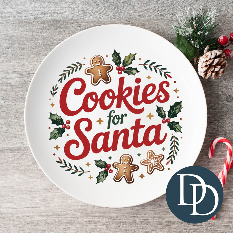 Cookies For Santa Plate Gingerbread Men *UV DTF Decal*