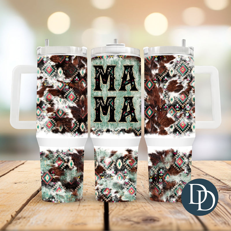 Cowhide Aztec Mama *UV DTF 40oz Tumbler Wrap*