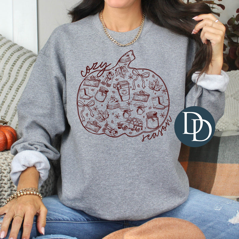 Cozy Season Things Pumpkin (Maroon Ink) *Screen Print Transfer*