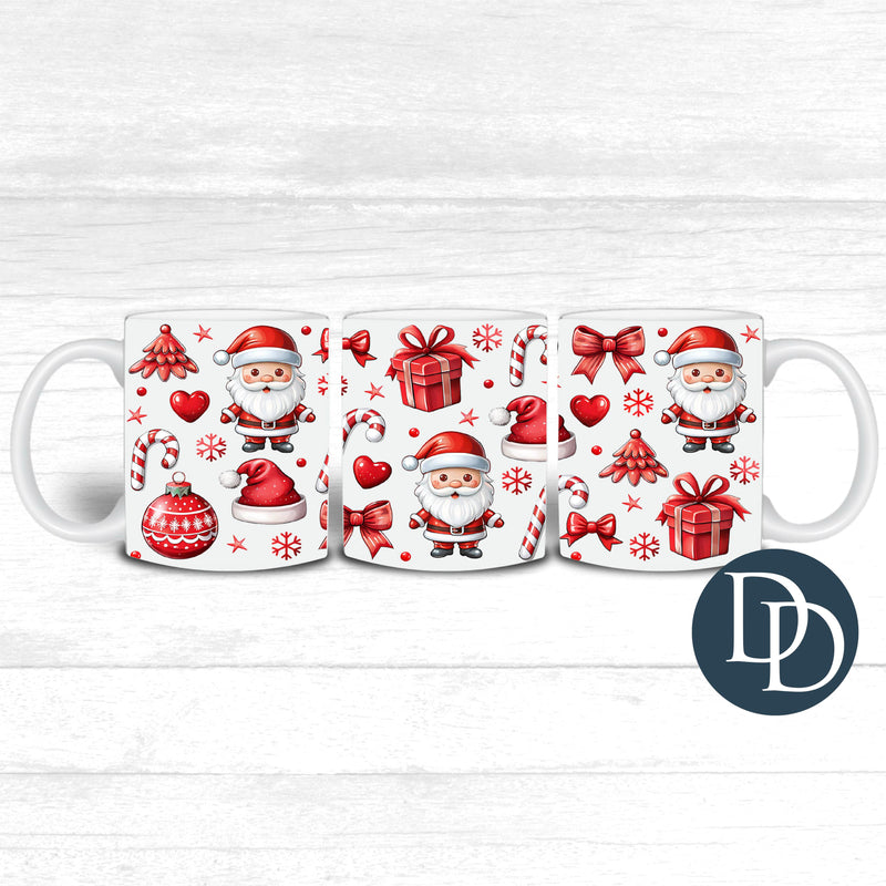 Cute Red Santa Collage *UV DTF Mug Wrap*