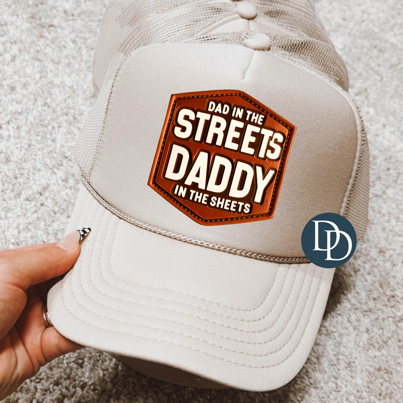 Dad In The Streets Faux Leather Patch *DTF TRANSFER*