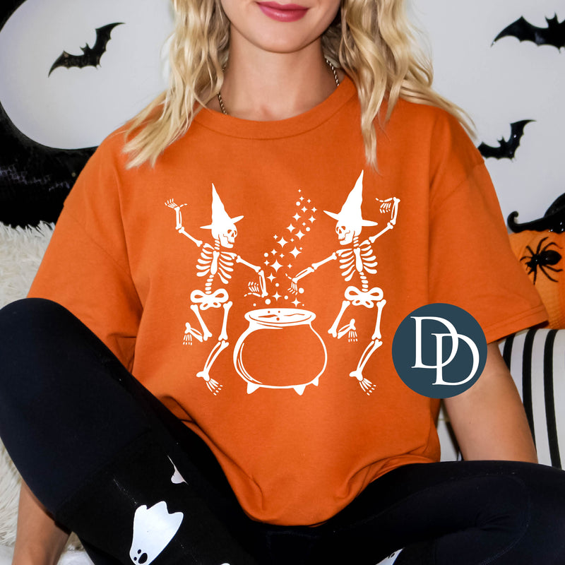 Dancing Skeleton Witches (White Ink) *Screen Print Transfer*