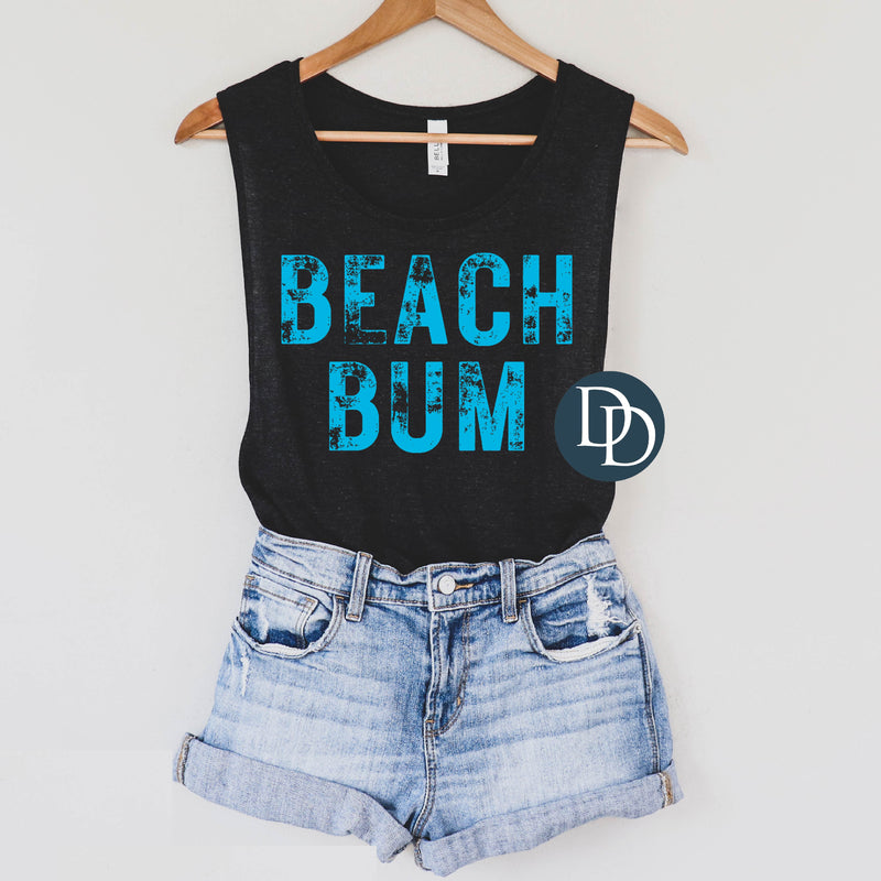 Distressed Beach Bum (Bright Blue Ink) *Screen Print Transfer*
