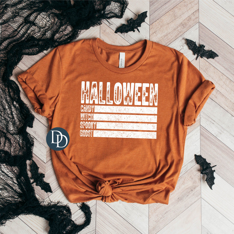 Distressed Halloween Words (White Ink) *Screen Print Transfer*