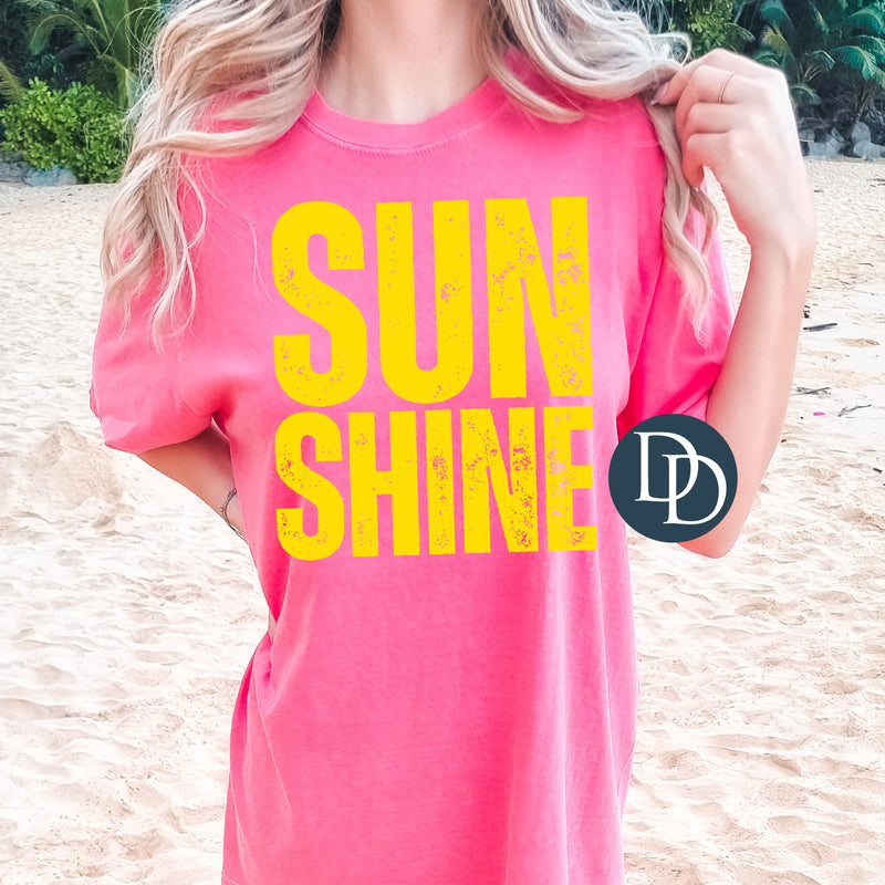 Distressed Sunshine Blocked Lines (Yellow Ink) *Screen Print Transfer*