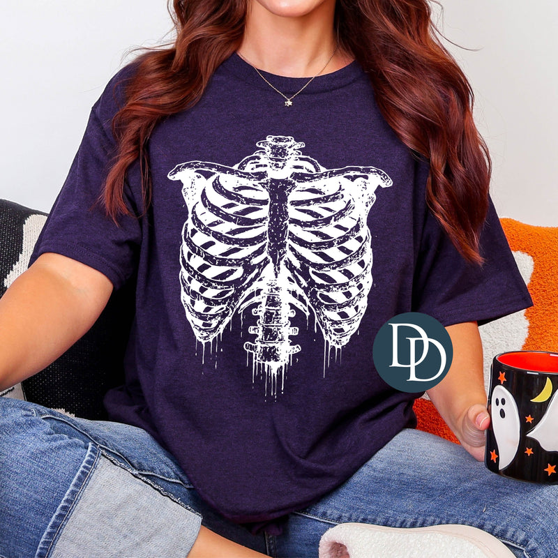 Drippy Ribcage (White Ink) *Screen Print Transfer*