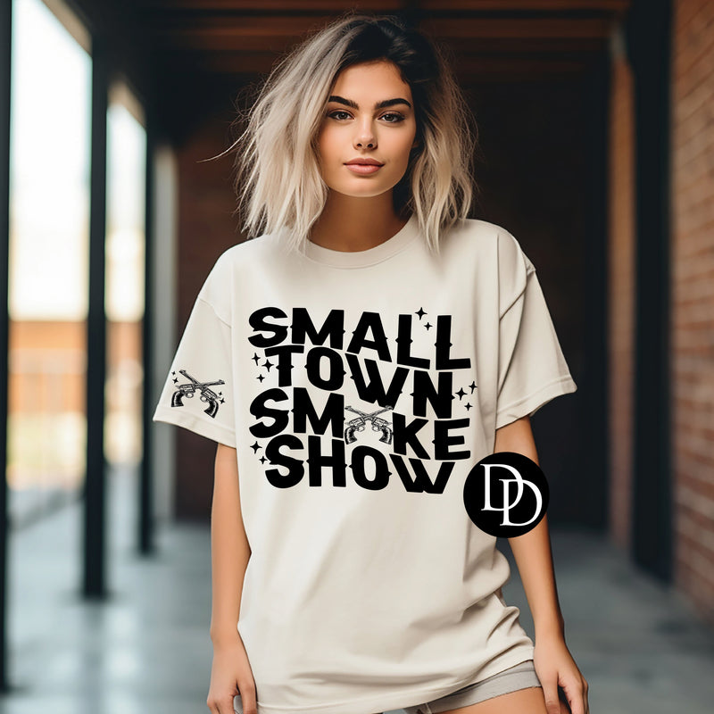 Small Town Smoke Show With Pocket Accent (Black Ink)*Screen Print Transfer*