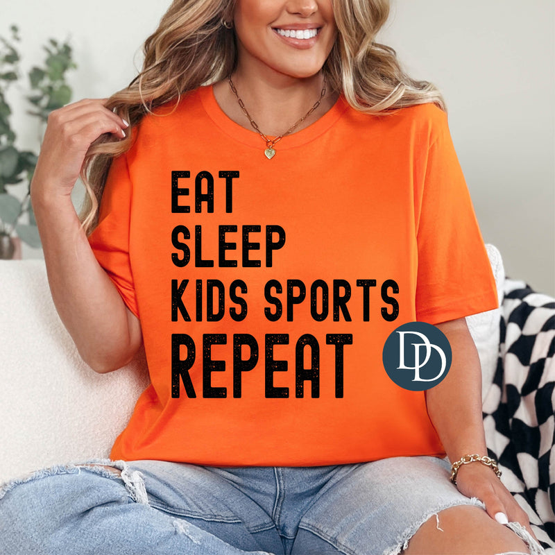 Eat Sleep Kids Sports Repeat (Black Ink) *Screen Print Transfer*