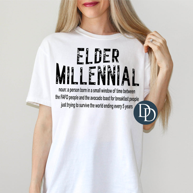 Elder Millennial (Black Ink) *Screen Print Transfer*