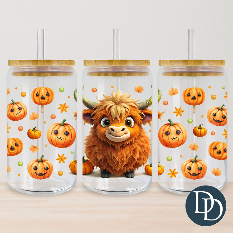 Fall Highland Cow And Cute Pumpkins *UV DTF Cup Wrap*