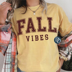 Oversized Distressed Fall Vibes (Maroon Ink) *Screen Print Transfer*