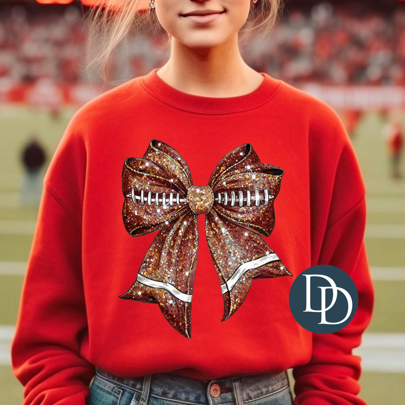 Faux Glitter Football Bow *DTF Transfer*