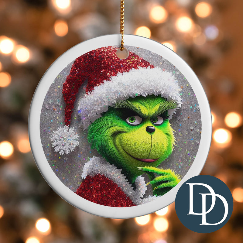 Faux Glitter Santa Grnch *UV DTF Ornament Decal*