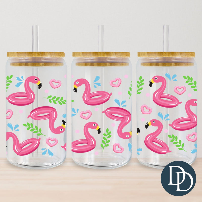 Flamingo Raft Heart Water *UV DTF Cup Wrap*