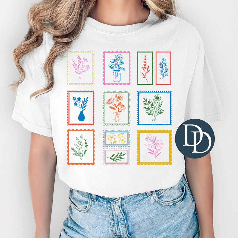 Floral Stamp Collage *DTF Transfer*