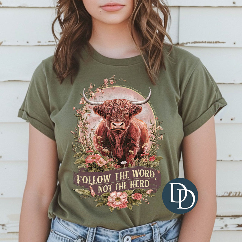 OVERSIZED Follow The Word Distressed Highland *DTF Transfer*