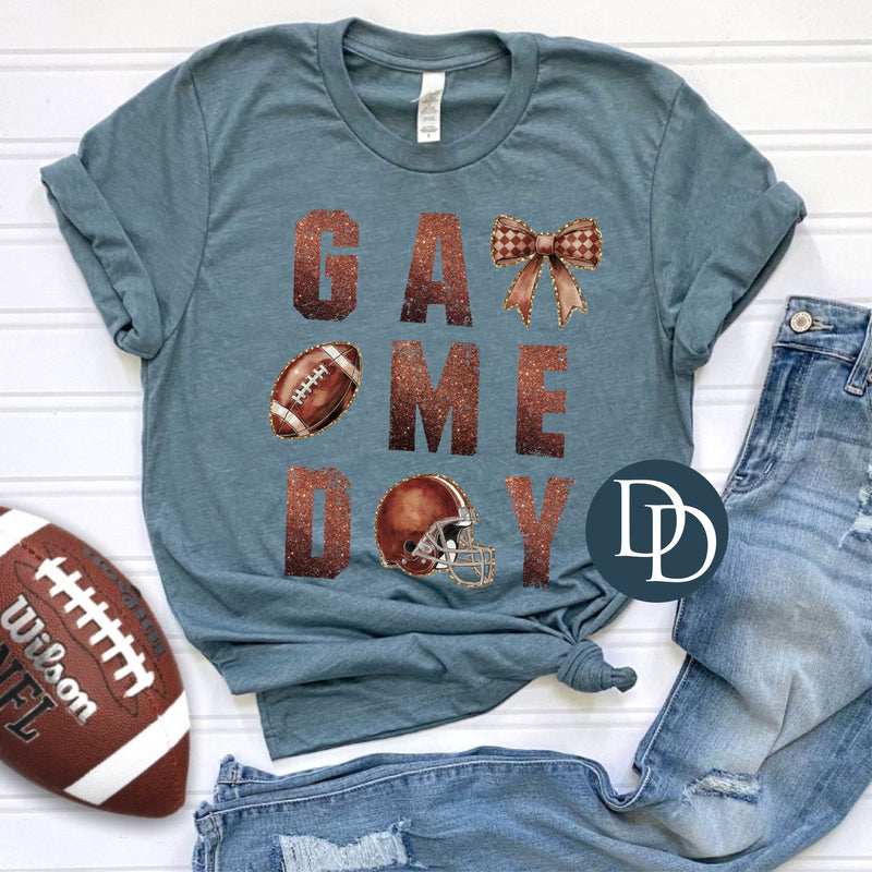 Football Gameday Faux Brown Glitter *DTF Transfer*