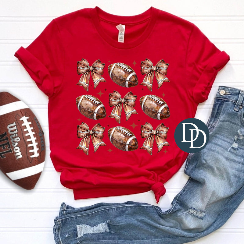 Football Watercolor Bows *DTF Transfer*