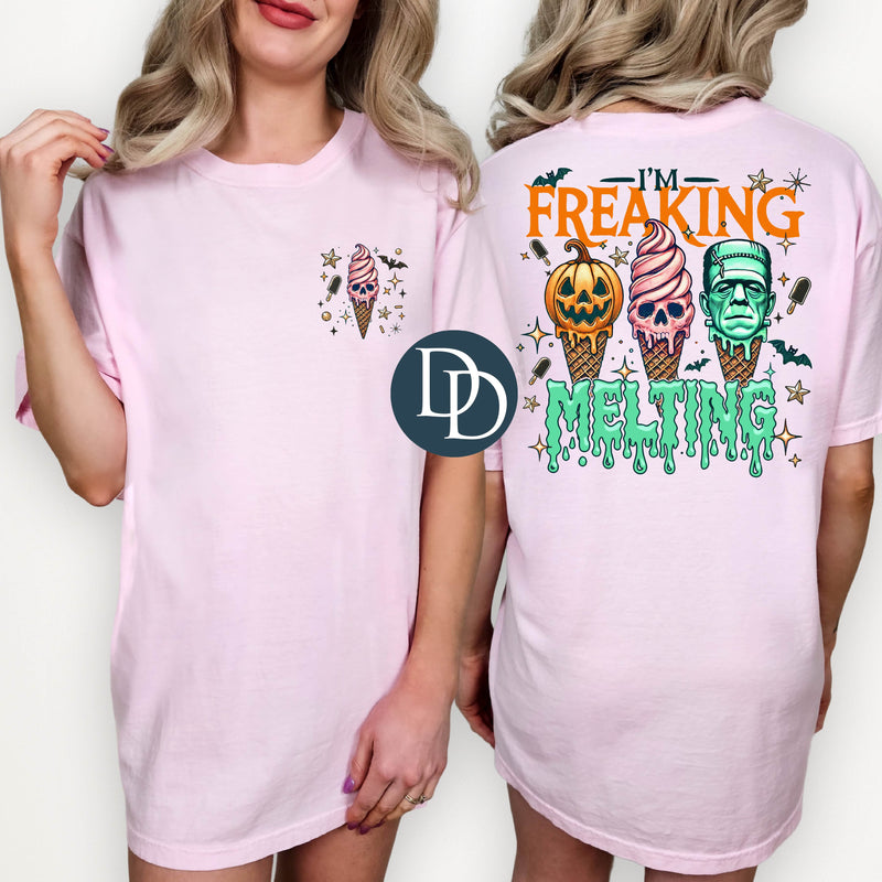 OVERSIZED Freaking Melting Ice Cream with Pocket Print *DTF Transfer*