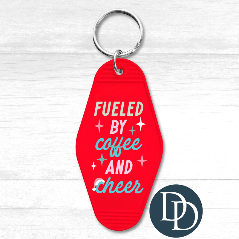 Fueled By Coffee And Cheer *Motel Keychain UV DTF Decal*