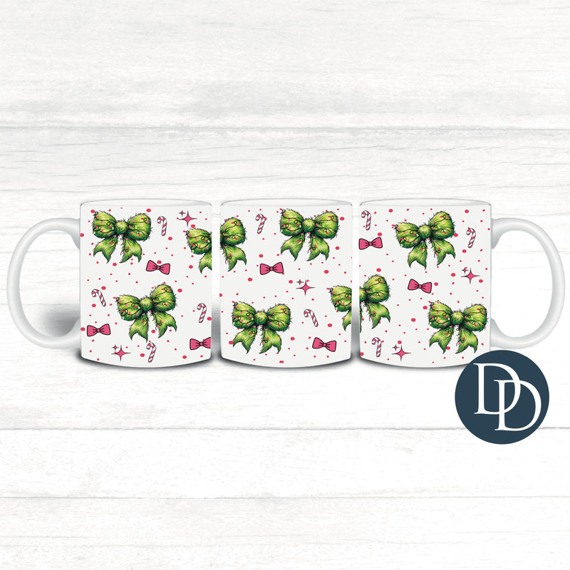 Fuzzy Green Guy Bows *UV DTF Mug Wrap*