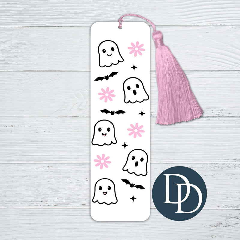Ghosts Bats And Pink Daisies *UV DTF Bookmark Decal*