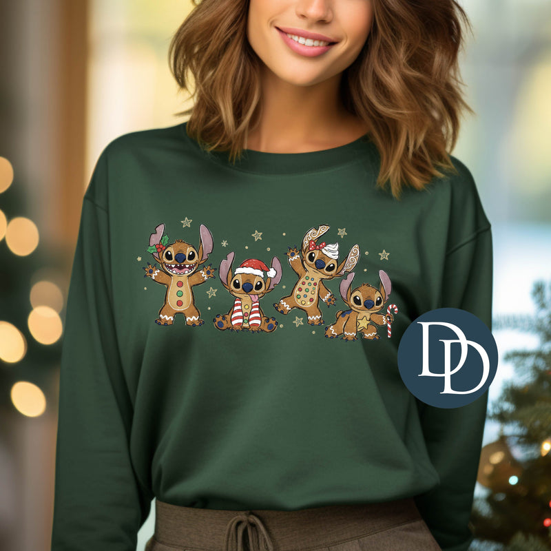 Gingerbread Blue Alien *DTF Transfer*