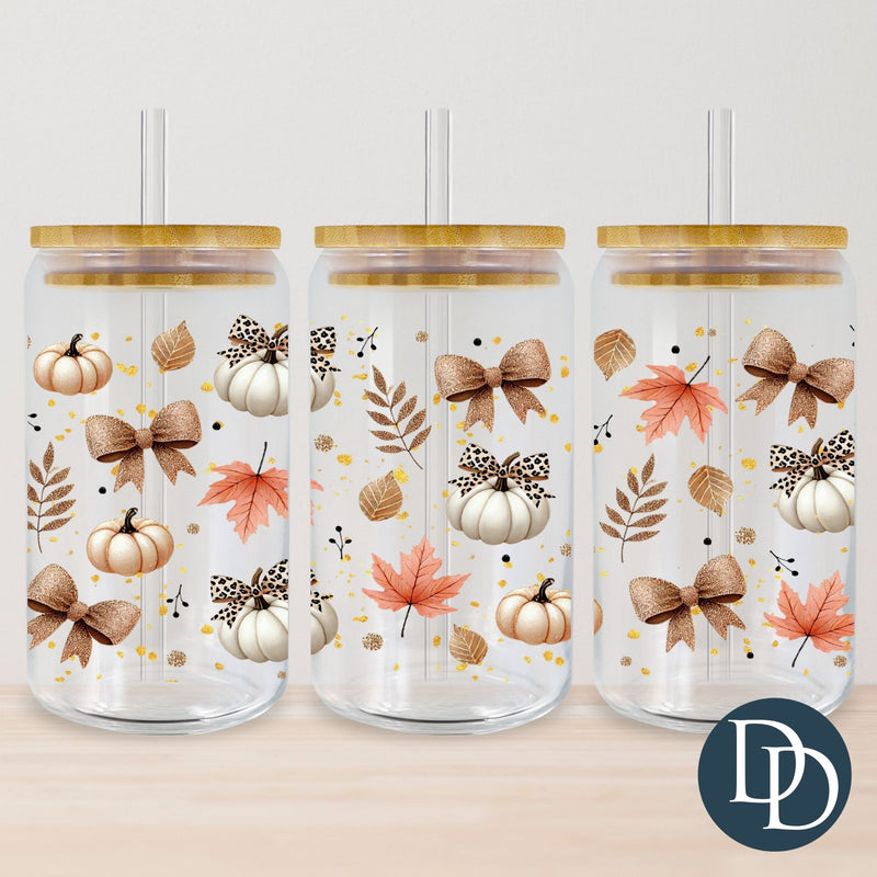Girly Leopard Bow Pumpkins *UV DTF Cup Wrap*
