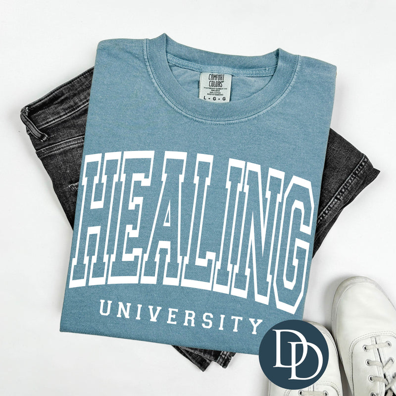 Oversized Healing University (White Ink) *Screen Print Transfer*