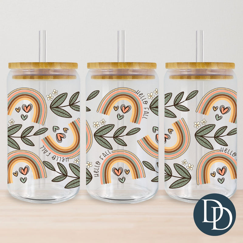 Hello Fall Boho Rainbow Leaves *UV DTF Cup Wrap*