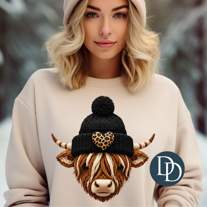 Highland Cow Beanie Faux Yarn *DTF Transfer*