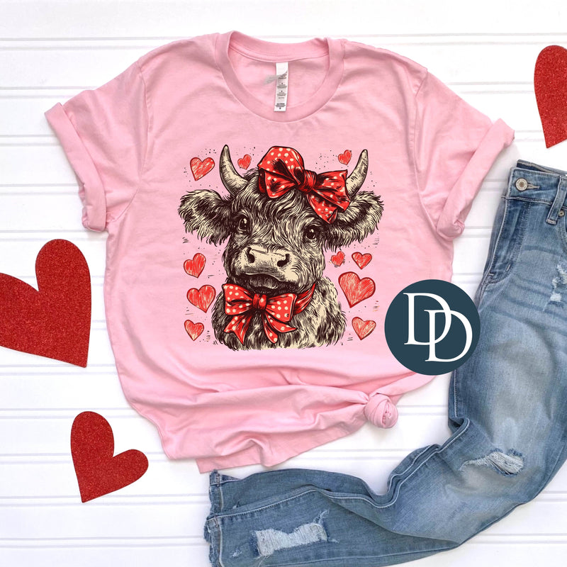 Highland Cow Heart Doodles *DTF Transfer*