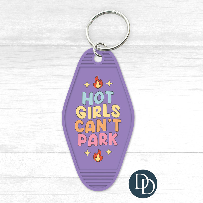 Hot Girls Can't Park Motel Keychain UV DTF Decal