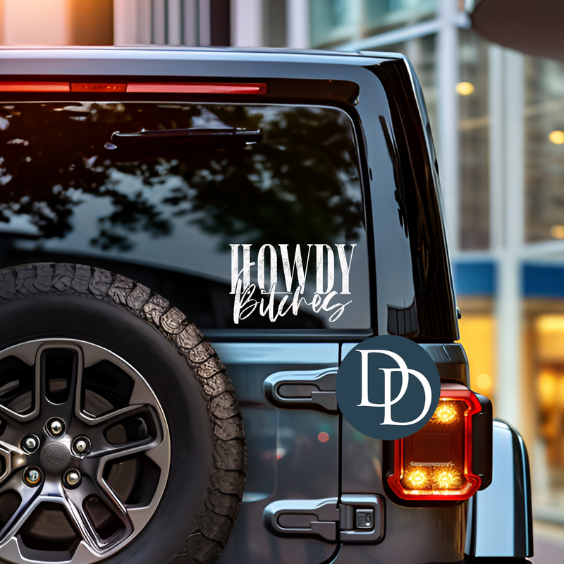 Howdy Btches Brush Stroke *UV DTF Car Window Decal*