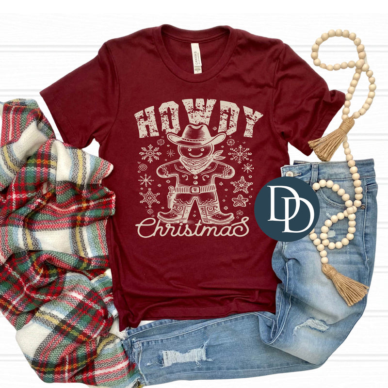 Howdy Christmas Gingerbread Man (Light Tan Ink) *Screen Print Transfer*