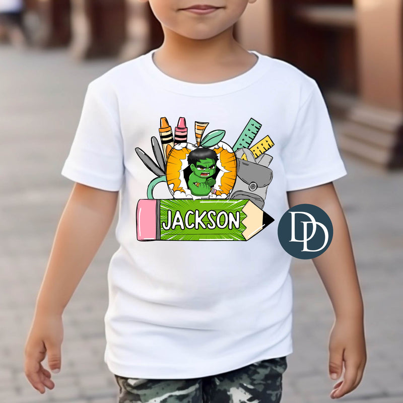 Green Guy Back To School Name *DTF Transfer*