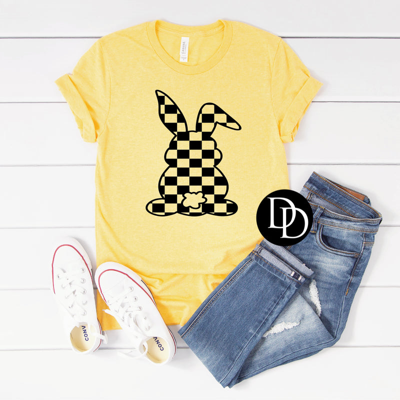 Checkered Easter Bunny (Black Ink) - NOT RESTOCKING - *Screen Print Transfer*