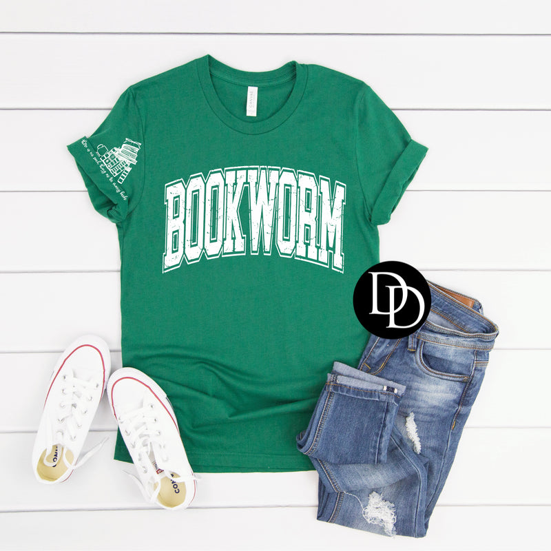 Bookworm Oversized With Sleeve Accent (White Ink) *Screen Print Transfer*