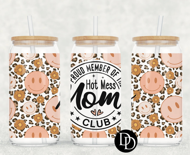 Leopard Print Hot Mess Mom Club UV DTF Cup Wrap