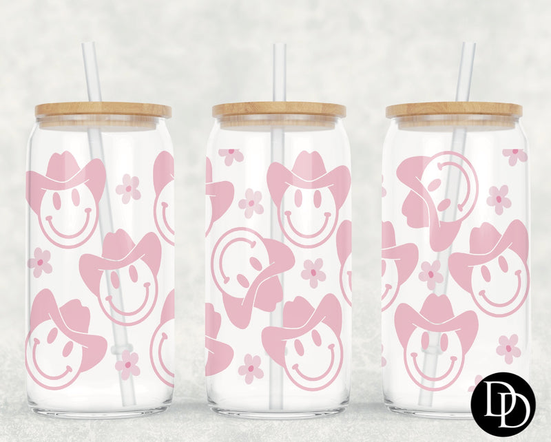 Smiley Cowboy Flowers UV DTF Cup Wrap