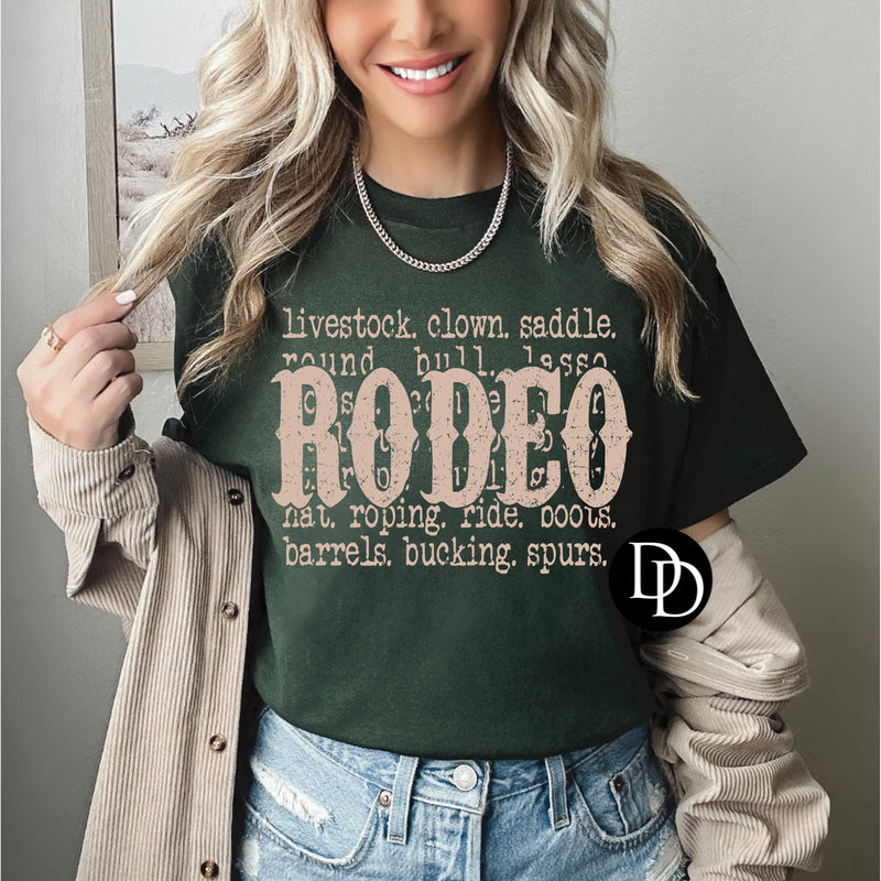 Rodeo Words Oversized (Lt. Tan Ink) *Screen Print Transfer*