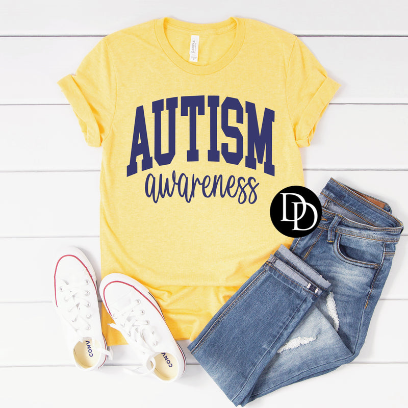 Curved Autism Awareness (Navy Ink) - NOT RESTOCKING - *Screen Print Transfer*