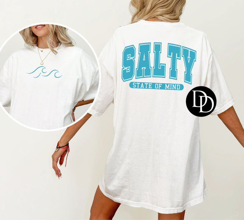 Salty With Front Accent (Bright Blue Ink) *Screen Print Transfer*