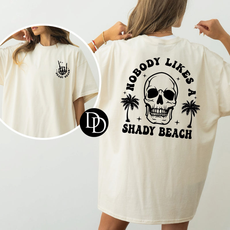 Shady Beach With Small Pocket Accent (Black Ink) *Screen Print Transfer*