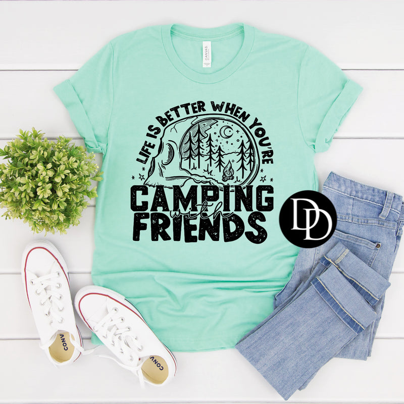 Life Is Better When You’re Camping With Friends Skull (Black Ink) *Screen Print Transfer*
