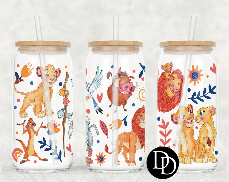 Watercolor Lions UV DTF Cup Wrap