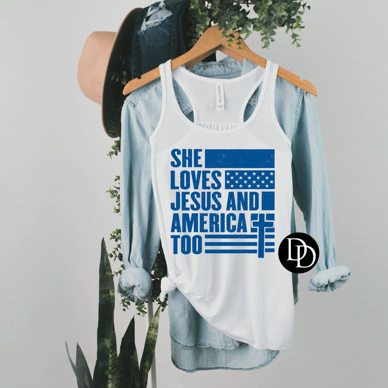 She Loves Jesus (Royal Blue Ink) - NOT RESTOCKING - *Screen Print Transfer*