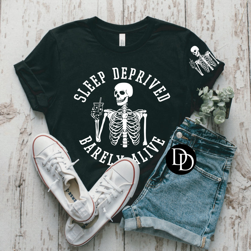 Sleep Deprived Skeleton (White Ink) *Screen Print Transfer*