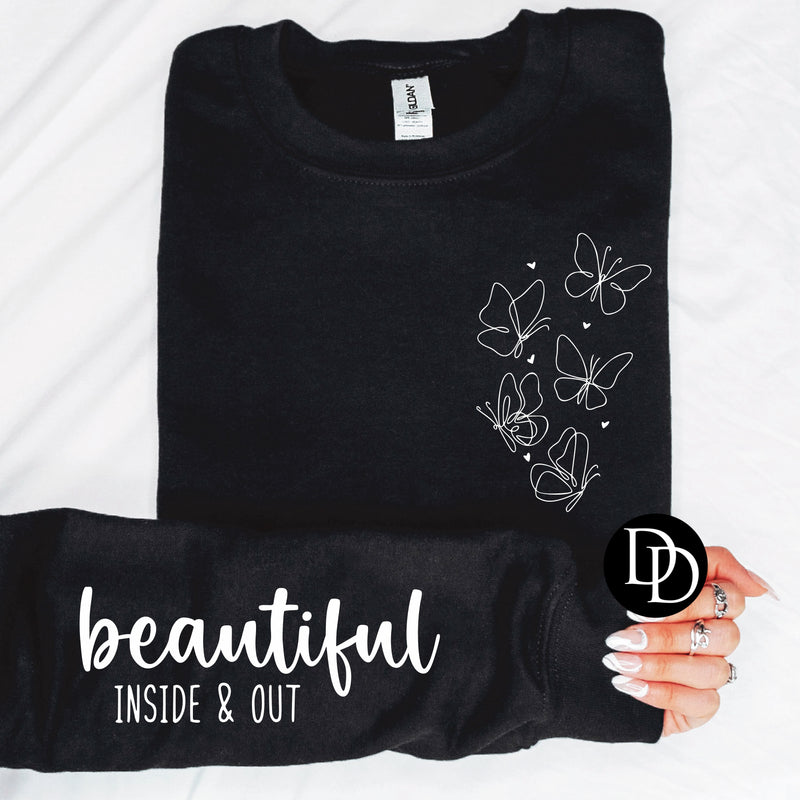 Beautiful Inside & Out With Pocket Accent (White Ink) *Screen Print Transfer*